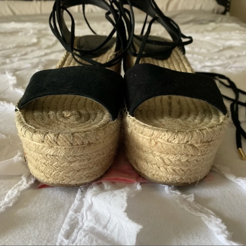 Guess Ronisa Espadrille Wedges in Black Size 8